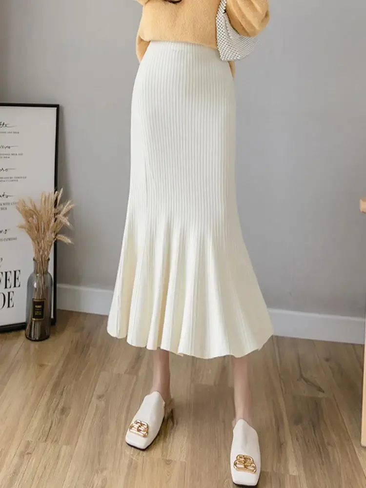 Summer Clothing Wraps - Элегантная вязаная юбка-халат с завышенной талией,